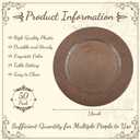 Mifoci 50 Pcs Faux Wooden Charger Plates 13 Inch Round Rustic Plastic Plates Antique Design Bulk Decorative Chargers for Dinner Tray for Wedding Dinner Table Farmhouse Party Event(Brown)