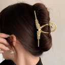 2 x Large Claw Clips with Pearl and Rhinestone, Hair Clips for Women, Metal Hair Claw Clips, Strong Hold Metal Claw Hair Clips for Ladies Thick Hair & Thin Hair, Non-Slip/Rust Claw (2 Pack)