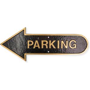 6" x 15.5" Left Arrow Parking Statement Plaque Sign - Black/Gold