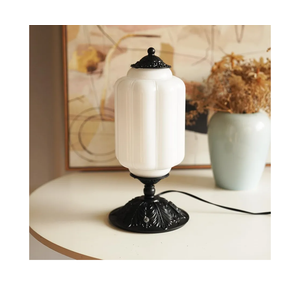Vintage Milk Glass Touch Table Lamp, Elegant White Glass Bedside Desk Lamp 3 Way Dimmable with USB C+A Charging Ports - Bedroom Nightstand & Living Room Essential, 4W Bulb Included (White, 6.5)