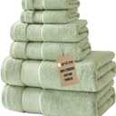 Marvione Bath Towels Set 6 Piece, 100% Turkish Cotton Highly Absorbent and Soft Towels for Bathroom 2 Bath Towels 2 Hand Towels 2 Washcloths, Sage Green