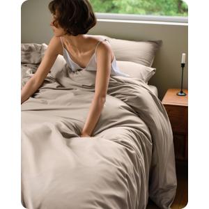 Bedsure Cooling Duvet Cover King Size, Cotton & Viscose Derived from Bamboo Duvet Cover Set, PureWoven Ultra-Soft, Breathable & Lightweight Home Bedding for All Seasons (Linen,104"x90")