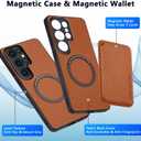 Designed for Samsung S23 Ultra Case, Galaxy S23 Ultra Case with Card Holder, Supporting for Mag-safe & Magnet, Knitted PC Cover with Soft TPU Edges, Anti-slip & Shock-absorbing,Business Design(Orange)