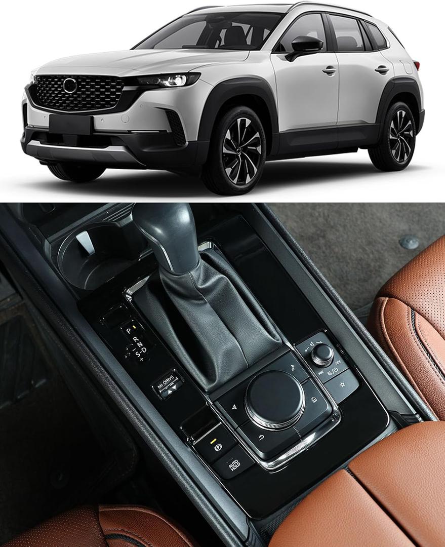 Interior Center Console Gear Shift Panel Cover Trim Fitment for 2025 2024 2023 Gas Mazda 50 CX50 CX-50, Small-1PC Gas, Gloss Black