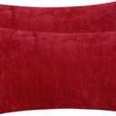 HWY 50 Red Decorative Lumbar Throw Pillow Covers 12x20 Inch for Couch Sofa Living Room, Chenille Soft Comfy Solid Rectangular Throw Pillows Case Set Cushion Cover Pack of 2