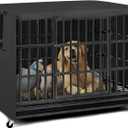 Explore Land Dog Crate Cover Heavy Duty Polyester Pet Kennel Sunshade Universal Fit for 38 inches Wire Cage (Black)