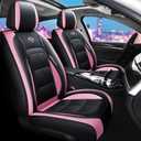 Zvaluqy06 Comfortable Leather Auto Car Seat Covers Front & Rear Seat Protector Fit Sedan SUV 5 Seats Full Set Universal Fit (Black and Pink)