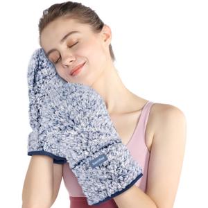 SuzziPad Heated Gloves for Fatigue Soothing, Microwavable Glove for Women to Reduce Discomfort, Washable Hands Warmers, Hand Heating Pad for Elderly, Microwave Moist Pads for Heat Compress (Curly Blue)