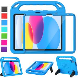 LTROP Kids Case for New iPad (A16) 11th Generation (11-inch, 2025)/ 10th Generation (10.9-inch, 2022) with Screen Protector, Durable Shockproof Handle Stand Cover Case for iPad 11th/ 10th Gen, Blue