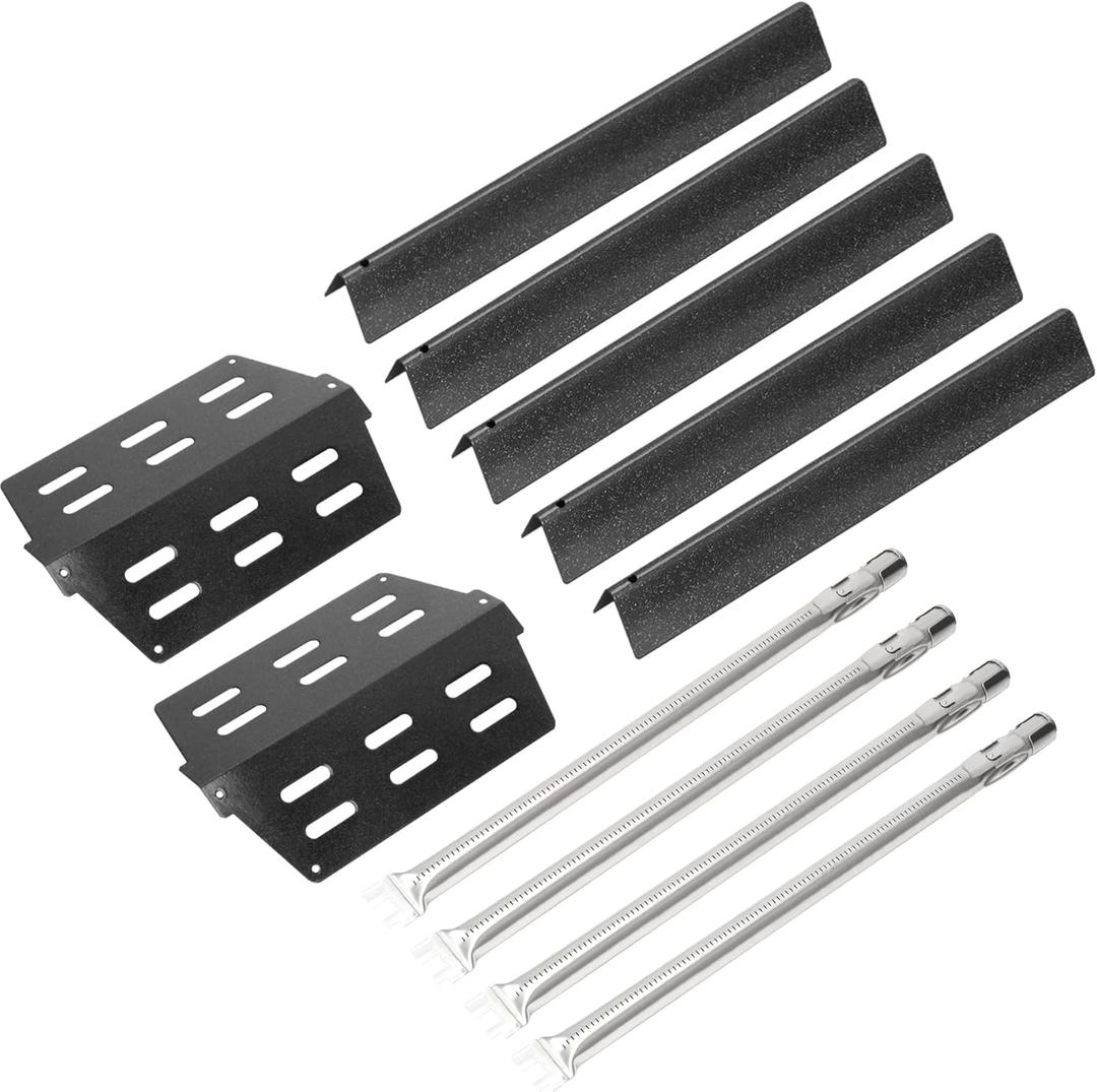 AJinTeby Grill Parts for Weber Genesis 300 Series Grill E310 E320 S310 S320 S330 EP310 w/Front Control, Burners 62752 7620 7621 Flavorizer Bars 65505 Heat Deflectors, Weber Genesis Replacement Parts (7ps Heat Plates + 4 Burner)