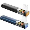 Metal Weekly Pill Organizer, Serfeymi Aluminum Daily Pill Box(Spare Gasket Provided),7 Day Pill Case Travel Medicine Organizer,Pill Containers with Individual Lid for Vitamins,Pills, Supplement-Black (With Lid 6.5in*2in*1.3in)