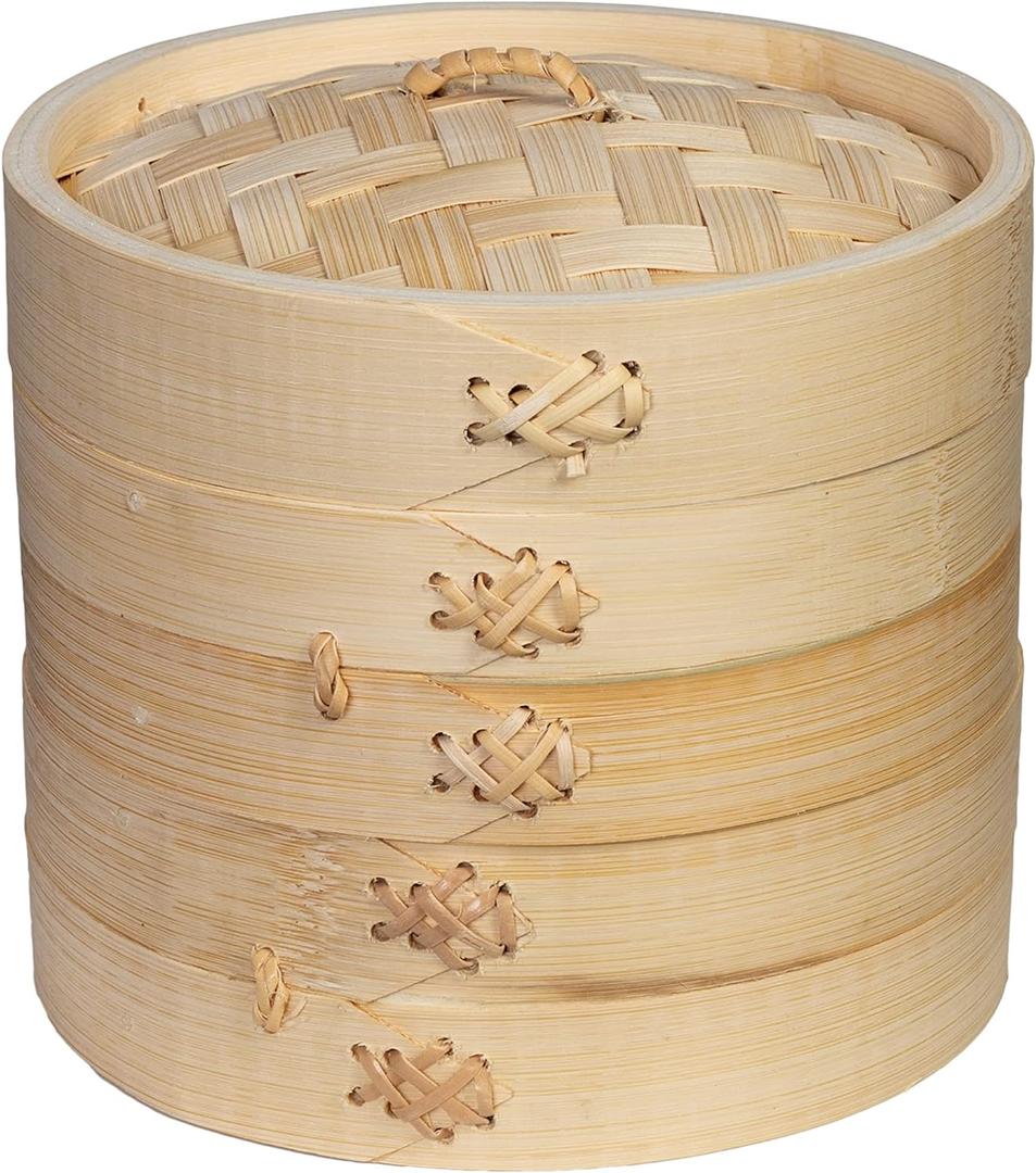 Joyce Chen 2-Tier Bamboo Steamer Baskets, 6-Inch
