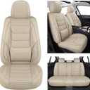 Leather Car Seat Covers Full Set Automotive Seat Protectors, Beige