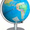 8'' Illuminated Globe for Kids(World Globe with Stable Heavy Metal Base Rewritable Easy-Read High Clear Map Educational Interactive for Children Learning STEM Toy Present for 3+ Years Old)
