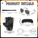 2 x Mepase 5 Pcs Halloween Cop Costume Men Lieutenant Police Costume Accessories Set Border Patrol Outfits Include Sunglasses, Baton, Fingerless Gloves and Mustache Funny Halloween Cosplay Adult