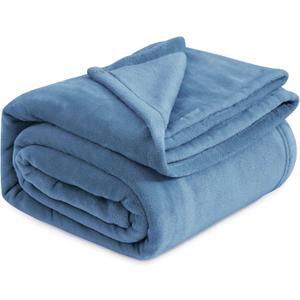 Bedsure Fleece Blankets Queen Size Washed Blue - Bed Blanket Soft Lightweight Plush Fuzzy Cozy Luxury Microfiber, 90x90 inches (Queen (90" x 90"))