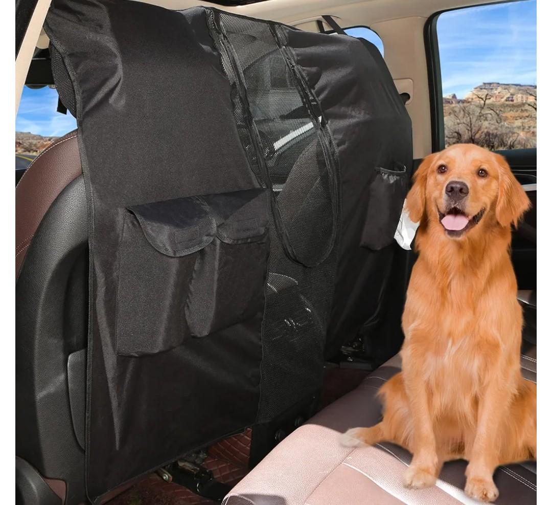 Dog Car Net Barrier for SUVs, Pet Barrier with Adjustable Rope and Storage Bag, Dog Fence Barrier for Car Front Seats, Car Divider for Driving Safely with Children & Pets
