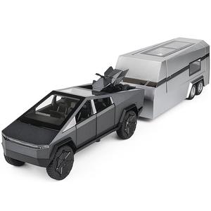 Toy Car 2 Truck with ATV MotorcycleAlloy Diacast Race Car Steel Vehicles with Sound and Light Effect Pull Back Static Model Ideal Gift for 3+