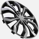 LYDS Spyder BS Black & Silver Universal 15 inch Premium ABS Hubcap Wheel Cover Replacement Set of 4 - FWC-15S-BS