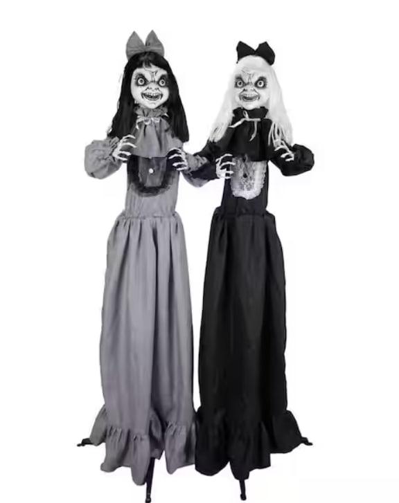 5 ft. Animated LED Standing Girl Twins Halloween Animatronic