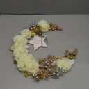 Eid Ramadan Mubarak Wreaths Ramadan Decorations for Home Front Door Eid Decor Round Metal Hoop Floral Hanging Garland for Wall Window Indoors Outdoor Farmhouse Decor