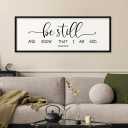 comurdyo Be Still and Know That I am God Sign Wall Decor 40"x15" Psalm 46:10 Scripture Christian Inspirational Wooden Framed Wall Hanging Art (Black)