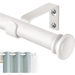 TONIAL Curtain Rod 32 to 58 Inch, Telescoping Splicing 3/4 Drapery Rods for Windows Decorative Single Rod with Small Cap End, Warm White