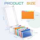 Mooliwe Index Card Holder Clear Acrylic Card Organizer 50 Pcs Divider Sheets for Desk File Note Holders, 4 Compartments Holds 600 Cards(3 x 5 Inch)