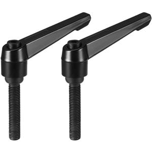 Uxcell M10 x 40mm Handle Adjustable Clamping Lever Thread Push Button Ratchet Male Threaded Stud Knobs Locking Rotating Screw Handles Quick Release Bolt Black 2pcs