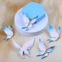 HILIUS Butterfly Wall Decor, 5 Pack 3D Resin Wall Hanging Decorations for Living Room, Bathroom, Bedroom (Blue)