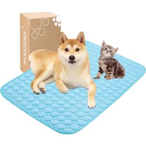 MICROCOSMOS Summer Cooling Mat & Sleeping Pad- Water Absorption Top, Materials Safe, Easy Carry, EZ Clean. Keep Cooling for Pets, Kids and Adults.(Blue, 28" x 22")