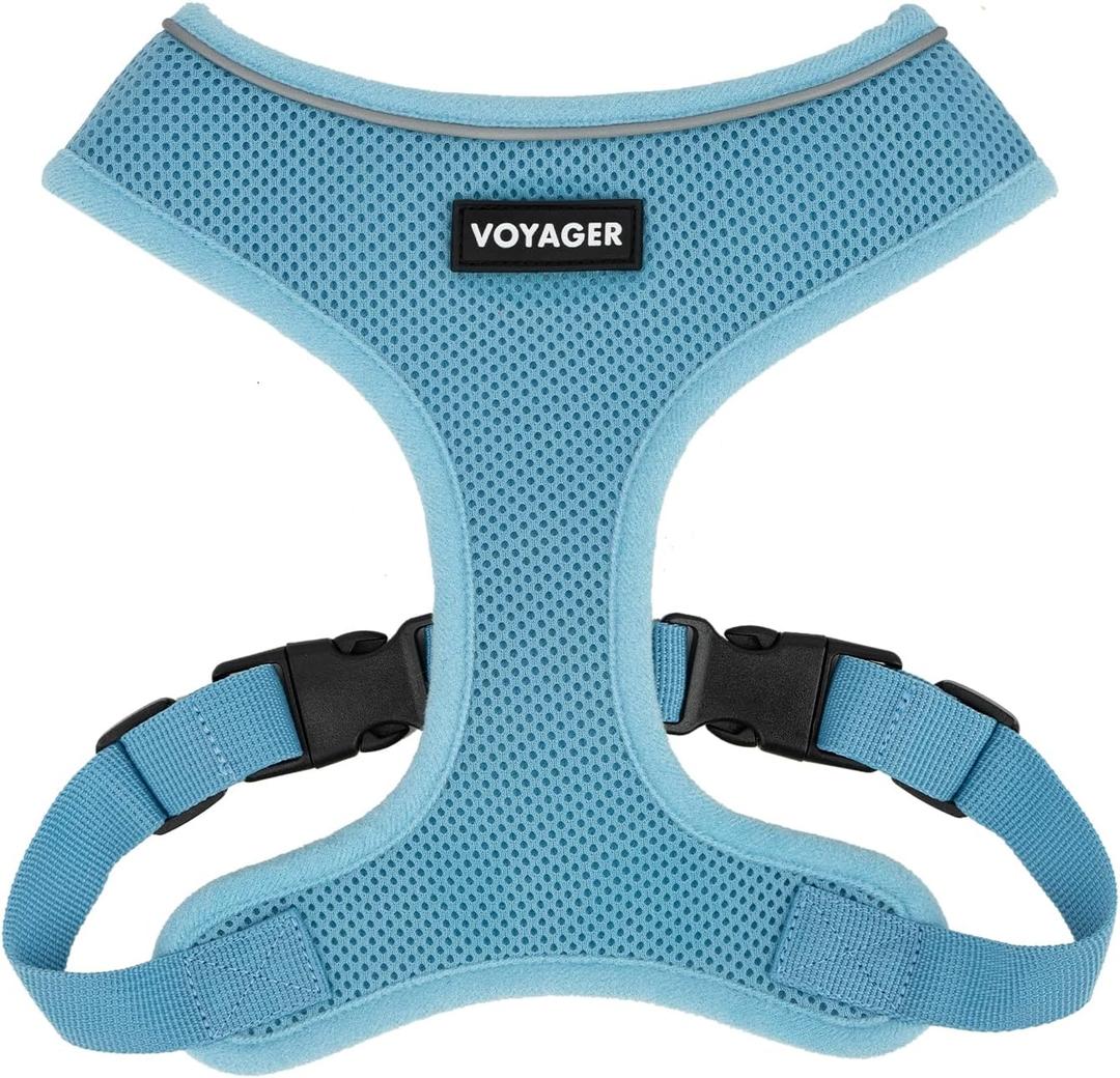 Best Pet Supplies Voyager Mesh Dog Breathable Harness Reflective Stitching, All Weather Adjustable for Walking Training, or Running - Heavy Duty & Durable, 220 Style (Blue), M (M (Chest: 17 - 21"))