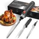 SliceMaster Cordless Electric Knife, 45W High-Torque Motor, 9.3" & 10.9" 420 Stainless Steel Blades, Waterproof Rechargeable Electric Carving Knife, Type-C Charge, Safety Lock, Black