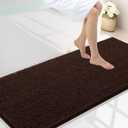 Smiry Luxury Chenille Bathroom Rugs 59x24, Extra Soft and Absorbent Shaggy Bath Mat, Machine Washable, Non-Slip Plush Carpet Runner for Tub, Shower, and Floor, Home Decor Accessories, Brown