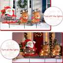 3 Pieces Christmas Decorations Outdoor Yard Sign with LED Lights Sled Lawn Sign Santa Reindeer Yard Sign with 3 Yard Stakes for Outdoor Christmas Decoration