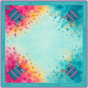 American Mahjong Mat – 31.5 x 31.5 Inch Non Slip Noise Reducing Padded Game Table Mat for American Mah Jongg with Canvas Carrying Bag, POP Bold Colorful Vibrant Design