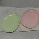 Havawish 4 Pack Easter Pastel Ceramic Dessert Plates 7 Inch Egg Accent Plates for Easter Parties Appetizer Salad Snacks Family Meals Spring Kitchen Table Decor