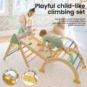 Tiny Land Pikler Triangle Set,7-in-1 Foldable Montessori Toddler Climbing Toys Indoor, Wooden Playground Jungle Gym for Kids, Climber Gift for Boys & Girls Toddler Climbing Toys (Morandi), 7 inches x 3 inches x 12.5 inches