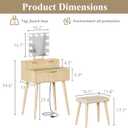 BOLUO Small Vanity Desk with Hollywood Mirror and Lights, Girls Vanity with Stool, Fluted Vanity Set, Compact Make Up Table with Drawers and Outlet Bedroom, 17.7"d X 23.8"w X 34.6"h