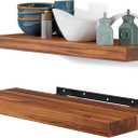 BATODA Set of 2 17" Acacia Wood Floating Shelves Wall Mounted  Rustic Farmhouse Wooden Wall Storage Shelf for Bedroom, Kitchen, Home Dcor - Brackets and Shelving Mounting Hardware Included