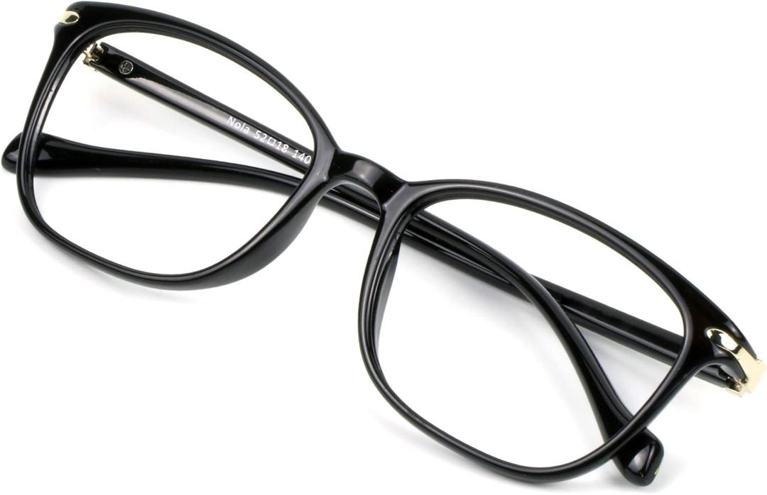 VisionGlobal Blue Light Blocking Glasses for Women/Men, Anti Eyestrain, Computer Reading, TV Glasses, Stylish Square Frame, Anti Glare(Black,+1.50 Magnification) (05_nola_black)