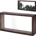AHANDMAKER 2Pcs Brown Shadow Photo Frame Double Acrylic Shadow Boxes Display Cases Wooden Dried Flower Frame DIY Display Storage Box for Home Decor, Specimens, Handicrafts 13x5.3x26cm