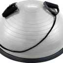 ZELUS Balance Ball Trainer with Resistance Bands and Foot Pump, Inflatable Yoga Ball for Home Gym Workouts, Exercise Half Ball for Balance Training Core Strength Fitness More, 330lb Cap, 23 Inch