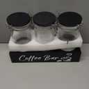 Glass Coffee Containers with Shelf Coffee Station Organizer 54oz Black Glass Coffees Bean Storage Canister with Spoon Coffee Canister Set Kitchen Food Storage Jars for Coffee/Sugar/Candy