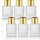 1 Pcs 50ml/1.7oz Glass Perfume Spray Bottles with Gold Lid Empty Square Fine Mist Sprayer Refillable Atomizer Pump Bottle for Water Toner Essential Oils
