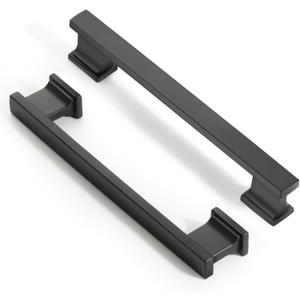 Matte Black Kitchen Square Cabinet Handles 5 Inch 10 Pack