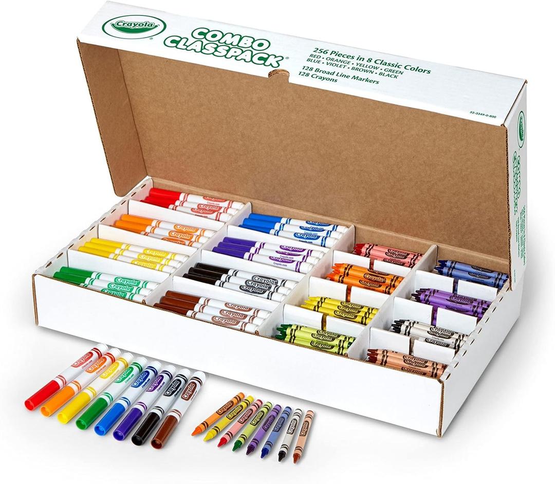 Crayola Crayons and Washable Markers Classpack (256ct), Bulk Back to School Supplies for Teachers, Essential Teacher Classroom Must Haves