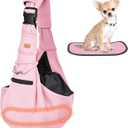CUBY Dog and Cat Sling Carrier - Hands Free Reversible Pet Papoose Bag - Soft Pouch and Tote Design - Suitable for Puppy, Small Dogs Cats Outdoor (Pink Senior, Adjust Strap 2.0)