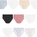 Hanes Women's Underwear Pack, 10-Pack, Full-Coverage Cotton Blend Panties, Moisture-Wicking Underwear for Women (9, Solid/Print Mix)