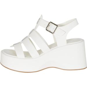 Women’s Strappy Platform Wedge Sandals – Open Toe Chunky Heel Summer Dress Shoes with Buckle Strap – 3 Inch Heel, 1.5 Inch Front Platform – Fashion Comfortable Casual - TUCSON White US 9